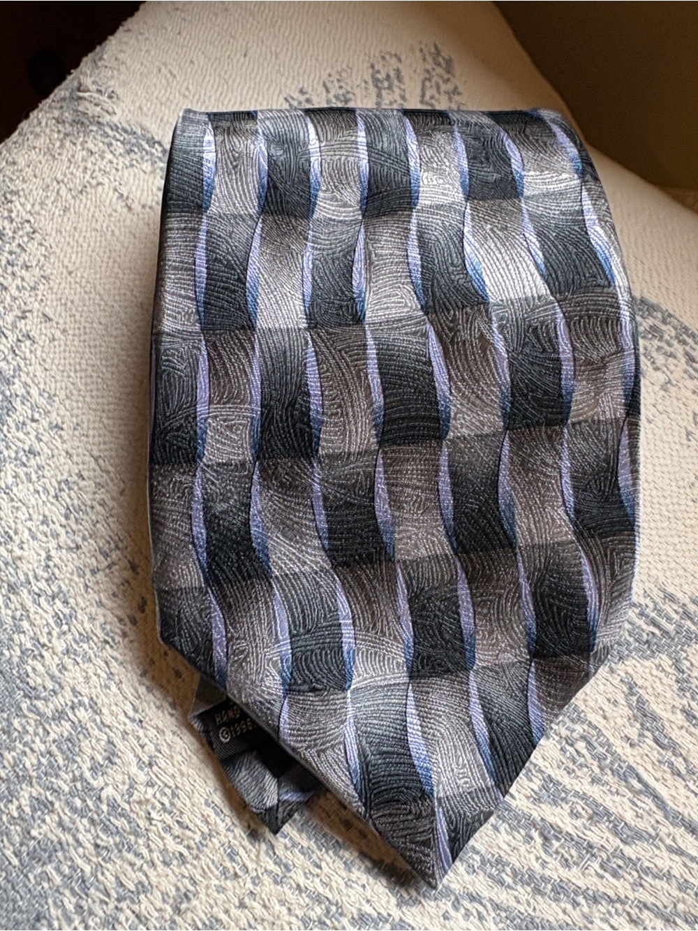 Grateful Dead 100% Silk Tie Big River 1996 VTG Hand Made Korea Blue Grey Black